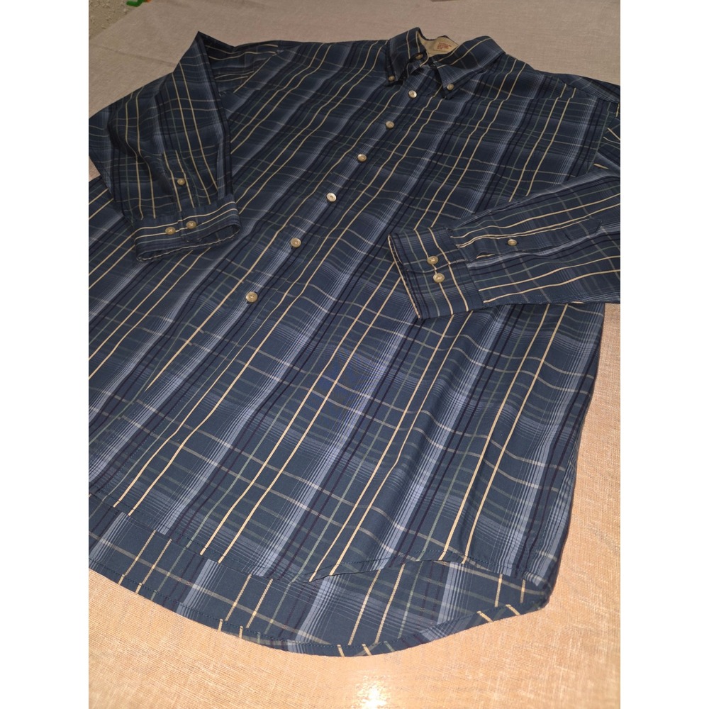 Haggar‎ ForeverNew Mens XL Blue Plaid Button Down Shirt Wrinkle Resistant Cotton - Picture 2 of 7